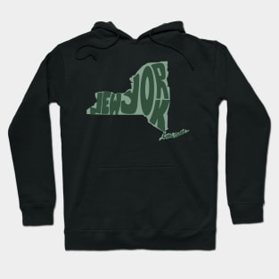 New York Map Outline Bubble Letters- green Hoodie